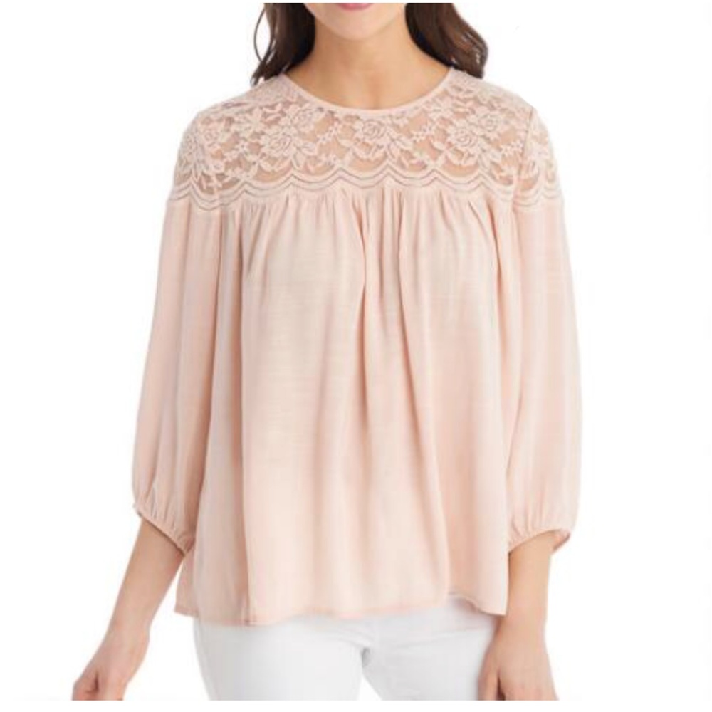 G.H. Bass Lace Shoulder Blouse